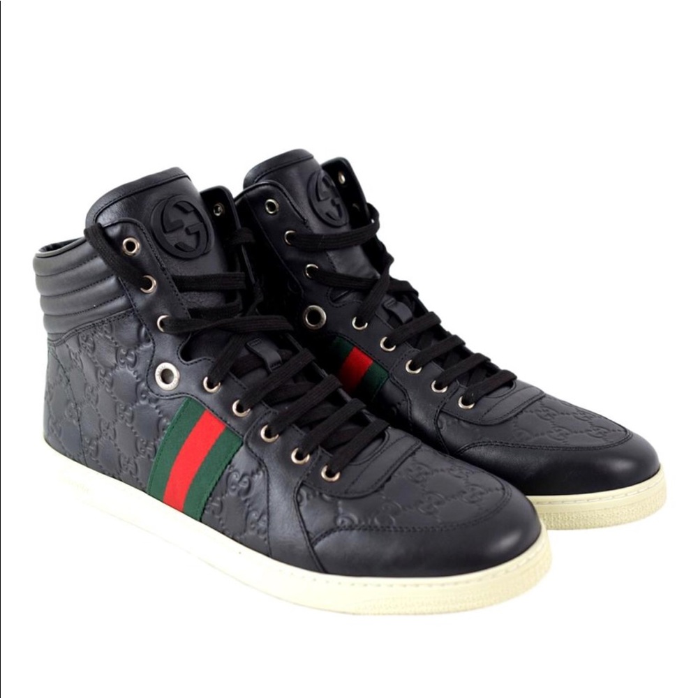 Men's High Top GG Guccissima Web Stripe Sneaker